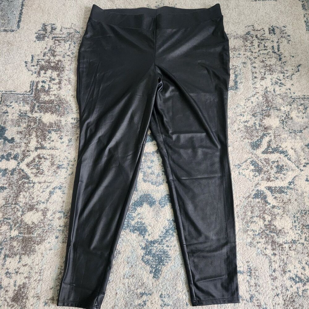 Torrid Womens Size 2x Black Full Length Signature Waist Faux Leather Legging 2
